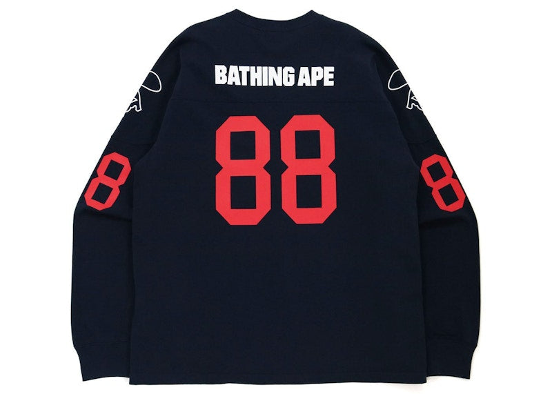 BAPE Relaxed Fit Football L/S Tee Navy