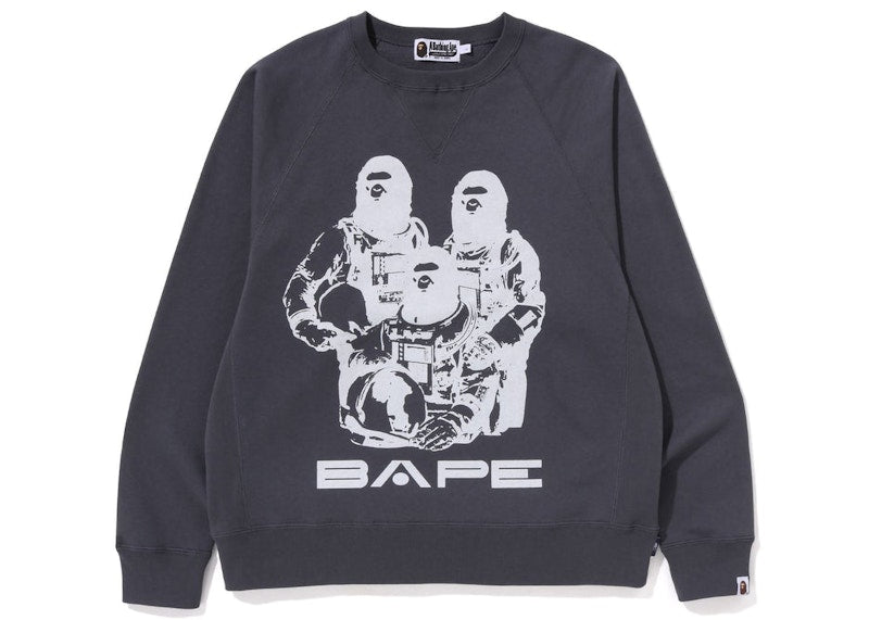 BAPE Relaxed Fit Space System Crewneck Charcoal