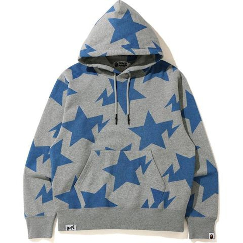 BAPE Relaxed STA Pattern Pullover Hoodie Gray
