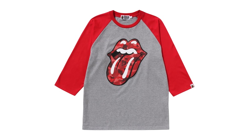BAPE Rolling Stones 3/4 Sleeve Tee Red