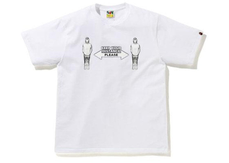 BAPE SOCIAL DISTANCE Shark Figure Tee White
