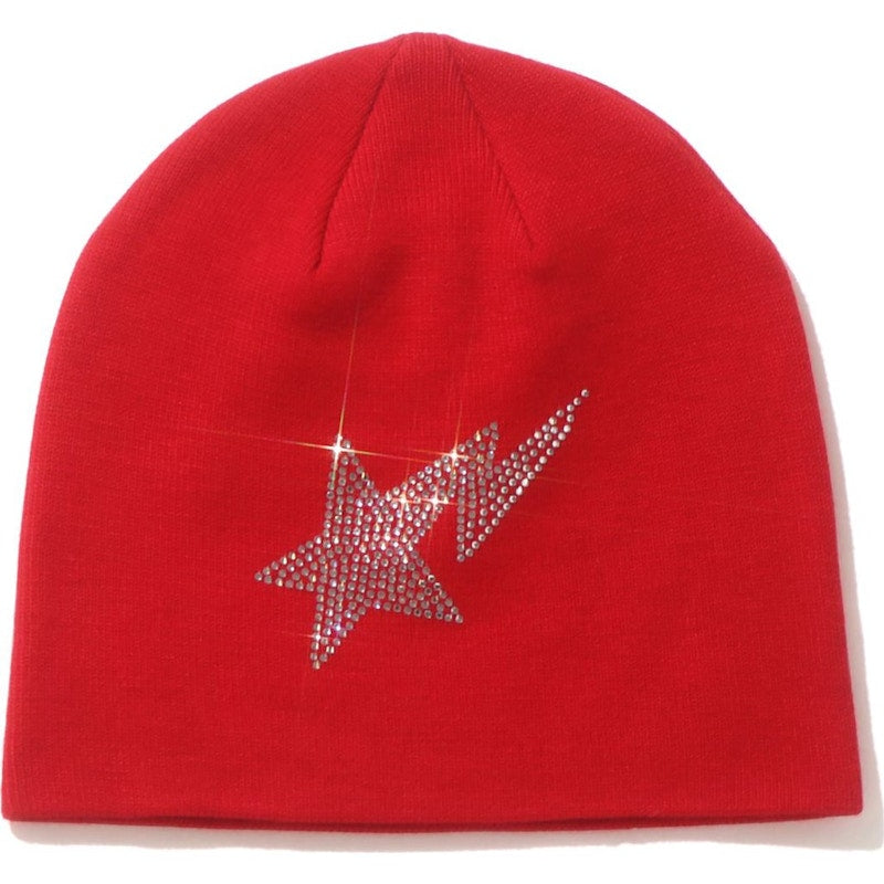 BAPE STA Crystal Stone Knit Cap Red