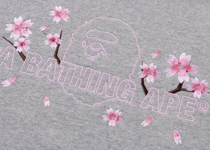 BAPE Sakura A Bathing Ape Relaxed Fit Crewneck (SS23) Grey