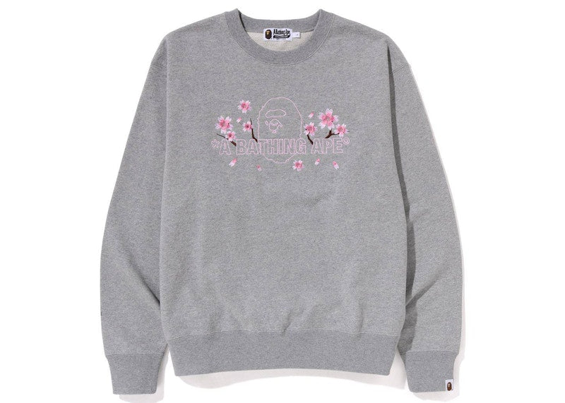 BAPE Sakura A Bathing Ape Relaxed Fit Crewneck (SS23) Grey