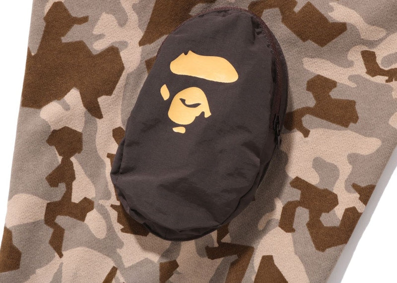BAPE Sand Camo Military Relaxed Fit Full Zip Mask Hoodie Beige