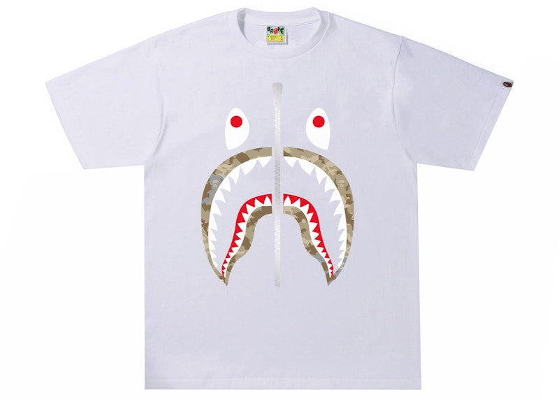 BAPE Sand Camo Shark Tee White/Beige