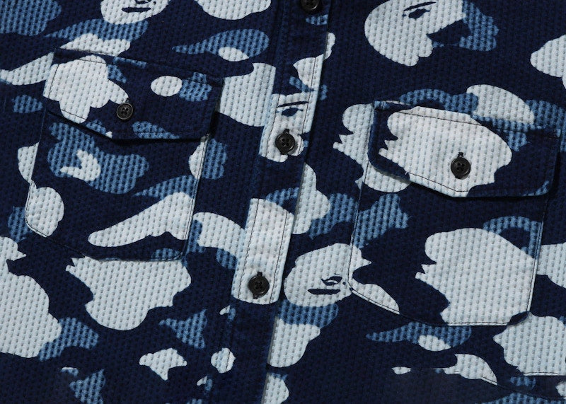 BAPE Sashiko Camo Relaxed Fit Shirt Indigo