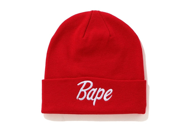 BAPE Script Knit Beanie Red