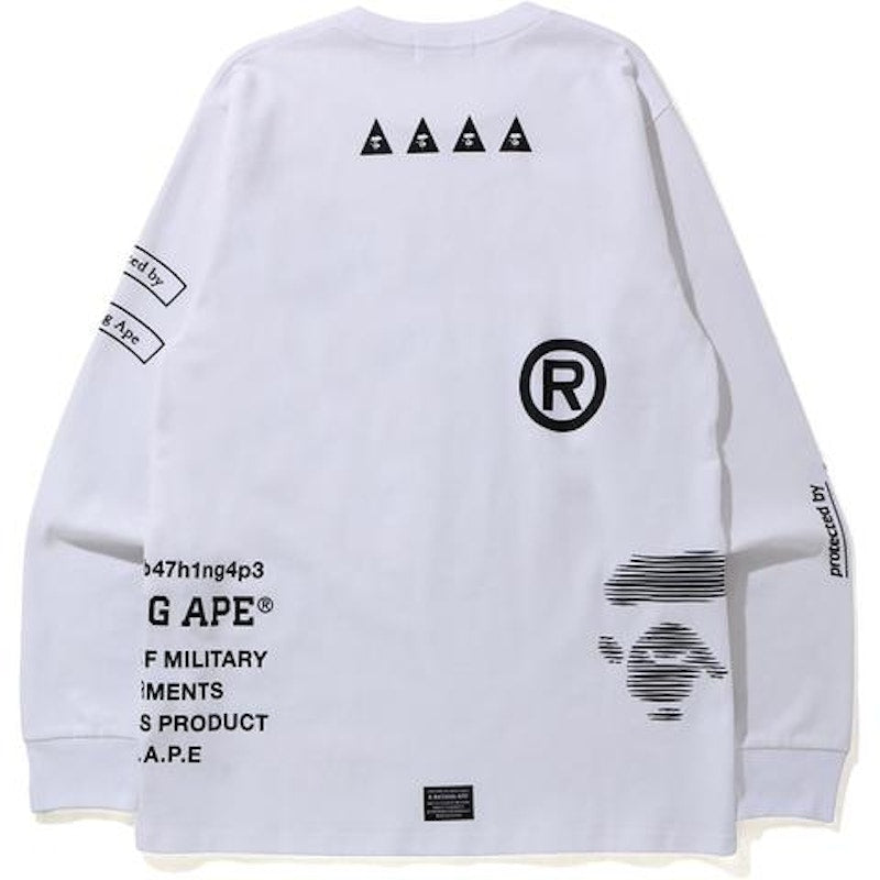 BAPE Security Multi Print L/S Tee White