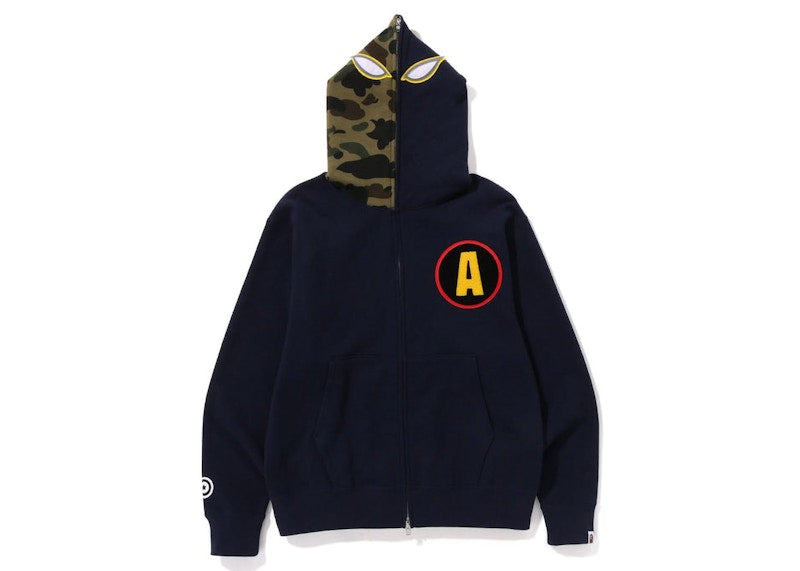 BAPE Shadow Relaxed Fit Full Zip Hoodie Navy