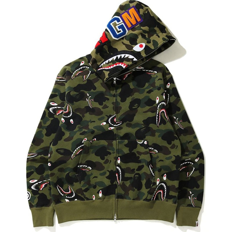 BAPE Shark 1st Camo Shark Relaxed Full Zip Hoodie Green