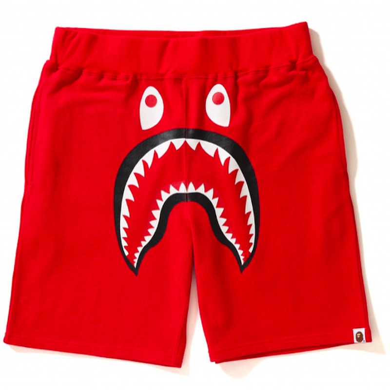 BAPE Shark Camo Back Pocket Sweat Shorts Red