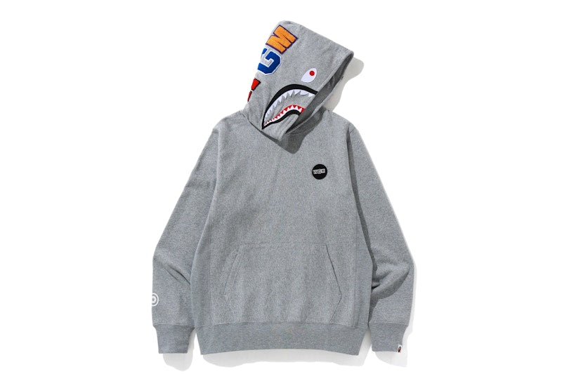 BAPE Shark Emblem Pullover Hoodie Grey