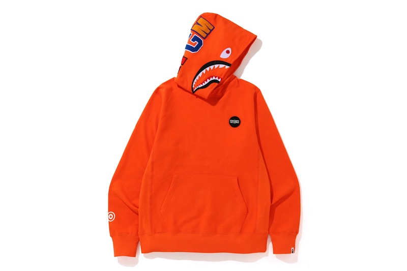 BAPE Shark Emblem Pullover Hoodie Orange