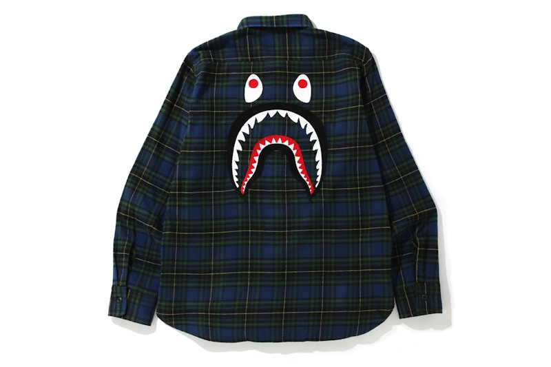 BAPE Shark Flannel Check Shirt (FW19) Green