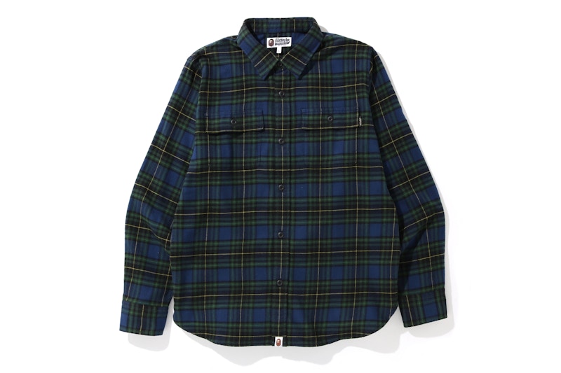 BAPE Shark Flannel Check Shirt (FW19) Green