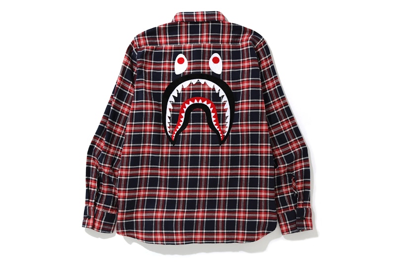 BAPE Shark Flannel Check Shirt (FW19) Red