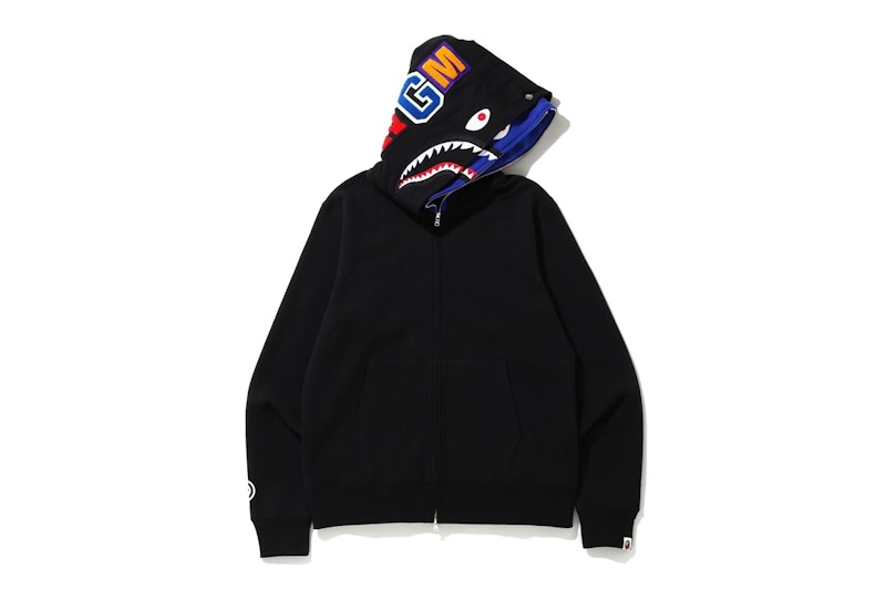 BAPE Shark Full Zip Double Hoodie Black/Blue