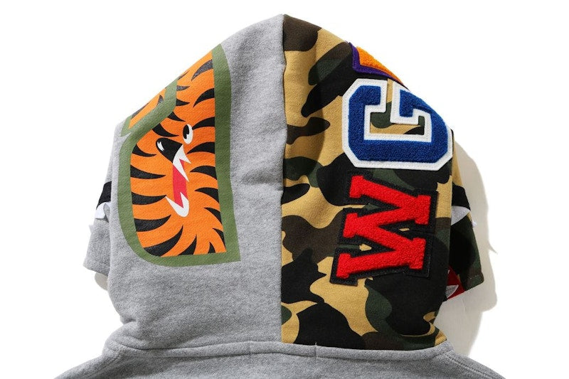 BAPE Shark Half Zip Pullover Hoodie Gray