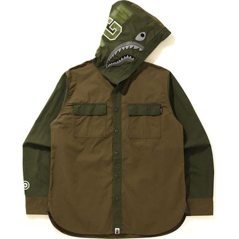 BAPE Shark Hoodie Shirt Olivedrab