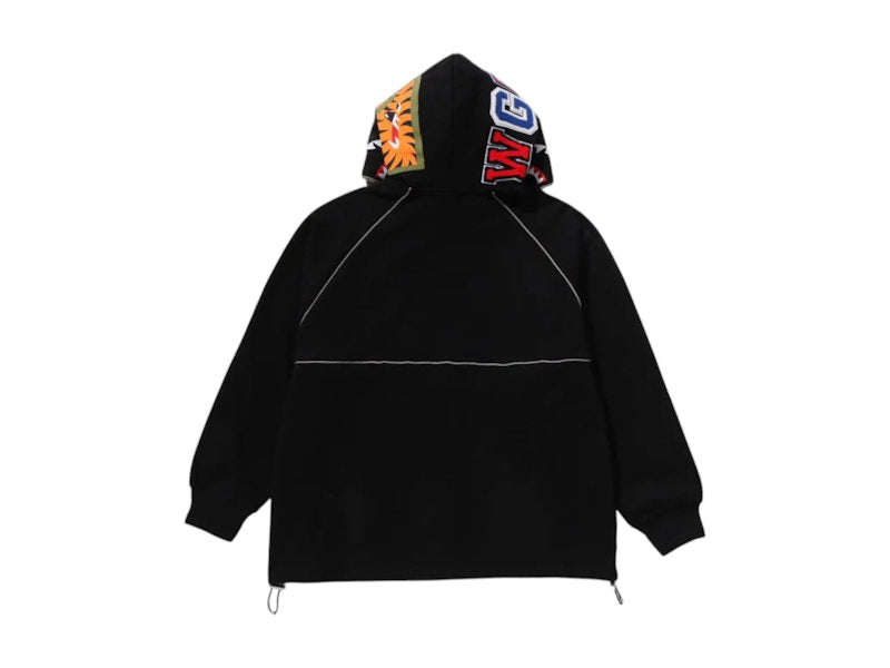 BAPE Shark Logo Half Zip Relaxed Fit Pullover Hoodie Black