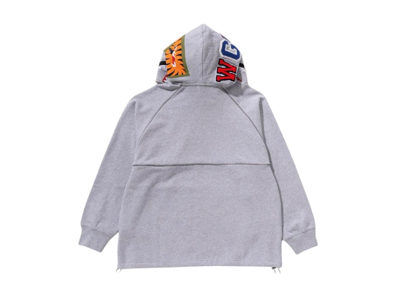BAPE Shark Logo Half Zip Relaxed Fit Pullover Hoodie Grey