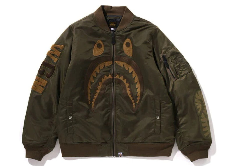 BAPE Shark MA-1 Jacket Olive