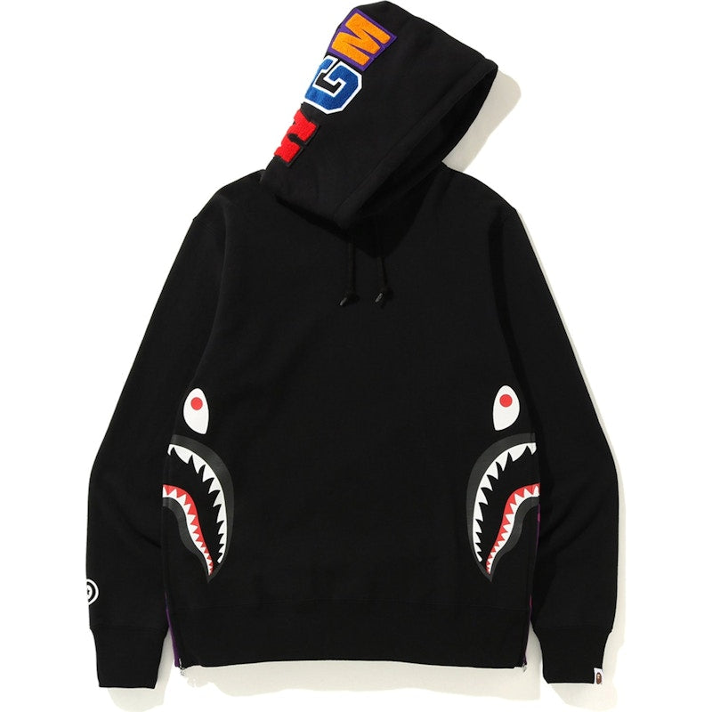 BAPE Side Zip Shark Wide Pullover Hoodie Black/Purple