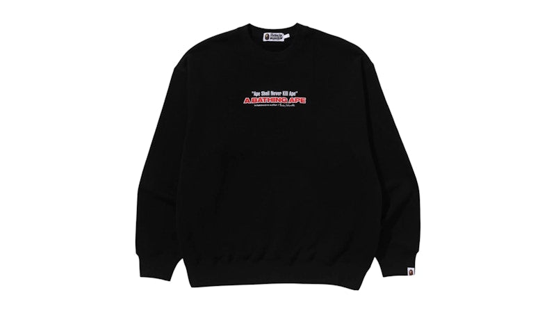 BAPE Slogan Relaxed Fit Crewneck Sweatshirt Black