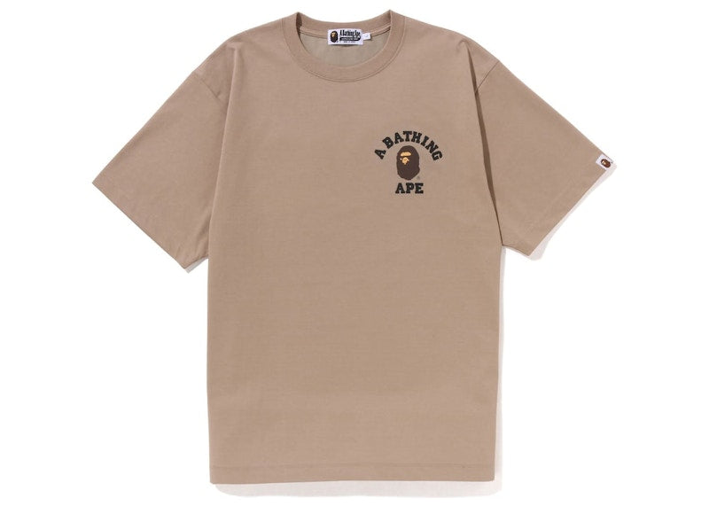 BAPE Smooth College Relaxed Fit Tee Beige