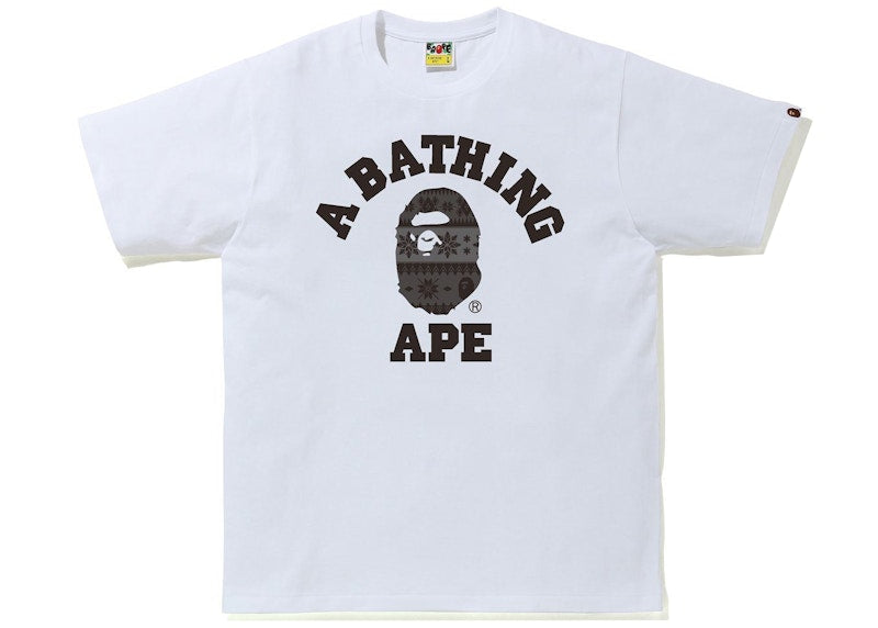 BAPE Snow Pattern College Tee White/Black