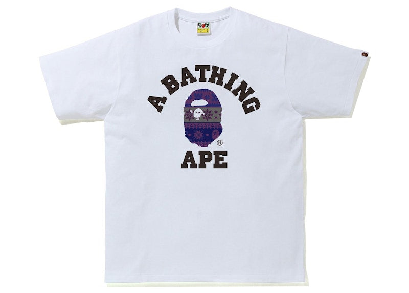 BAPE Snow Pattern College Tee White/Purple