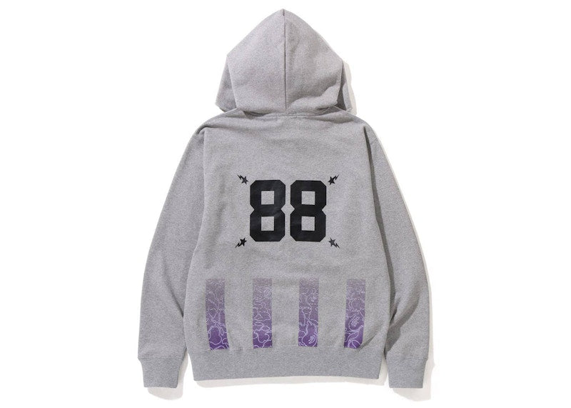 BAPE Soccer Game Graphic Relaxed Fit Full Zip Hoodie Grey