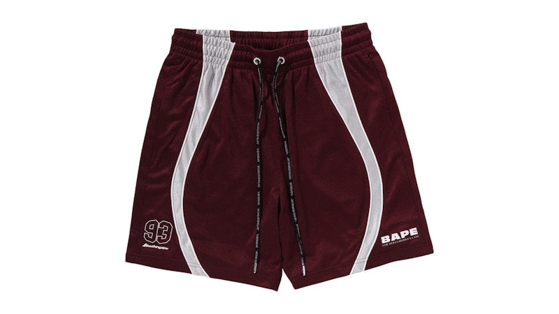 BAPE Solid Camo Jacquard Multilogo Relaxed Fit Sweat Shorts Burgundy