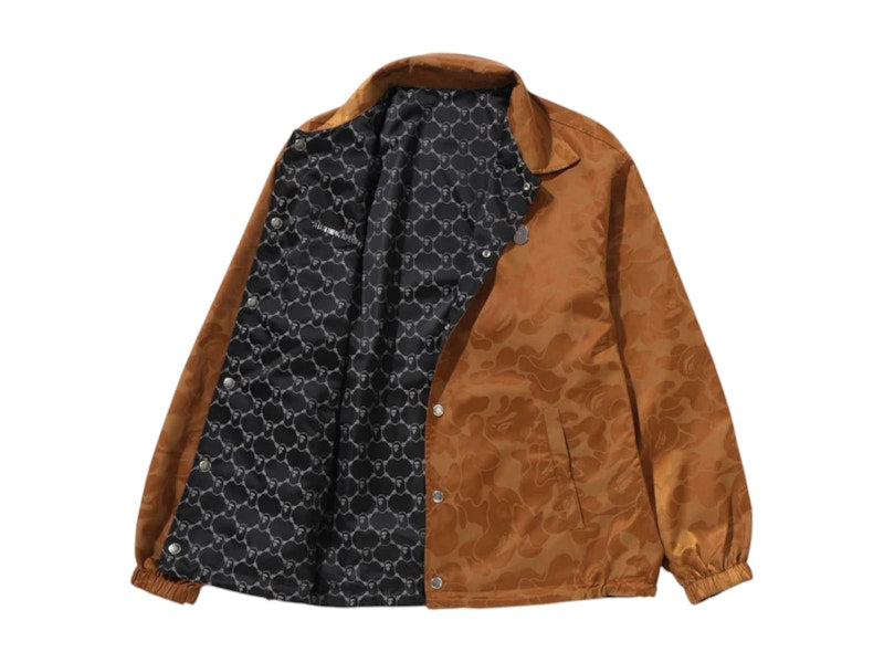 BAPE Solid Camo Jacquard Nylon Reversible Coach Jacket Beige
