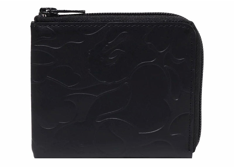BAPE Solid Camo Leather III Wallet Black