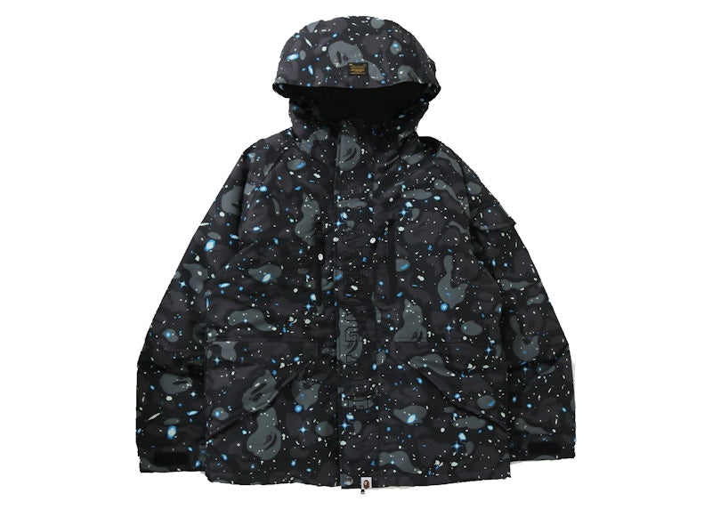 BAPE Space Camo Military Loose Fit Hoodie Down Jacket Black