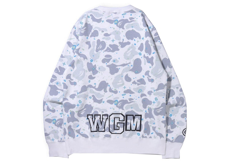 BAPE Space Camo Shark Crewneck White