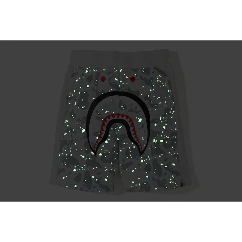 BAPE Space Camo Shark Sweat Shorts White