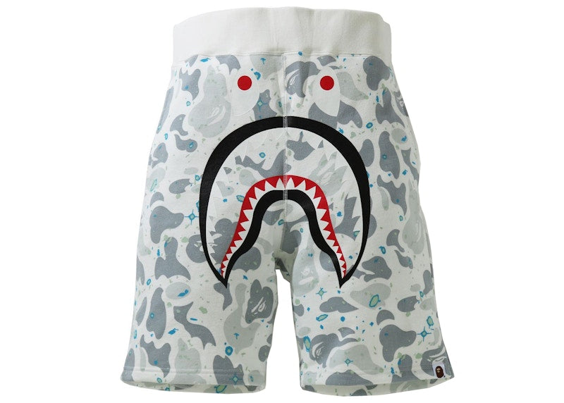 BAPE Space Camo Shark Sweat Shorts (SS21) White