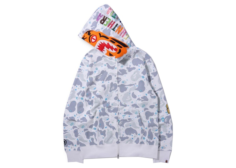 BAPE Space Camo Tiger Full Zip Hoodie White
