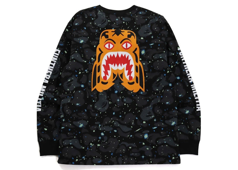 BAPE Space Camo Tiger L/S Tee Black