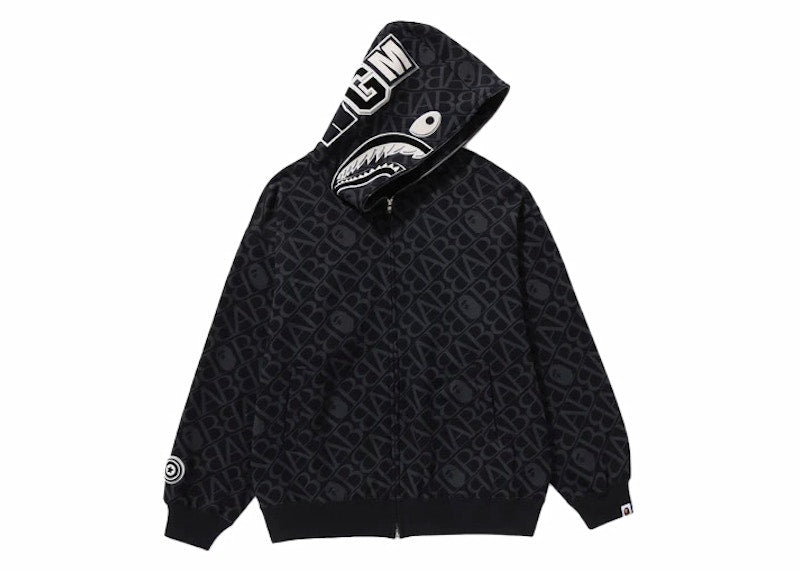 BAPE Sport Monogram Shark Hoodie Black