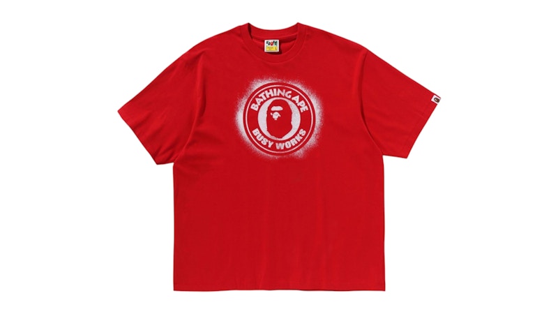 BAPE Spray Print Busy Works Relaxed Fit Tee Red