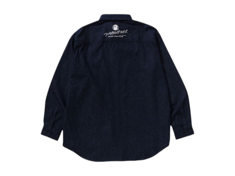 BAPE Sta Ape Head Relaxed Fit Denim Long Sleeve Shirt Blue/Indigo
