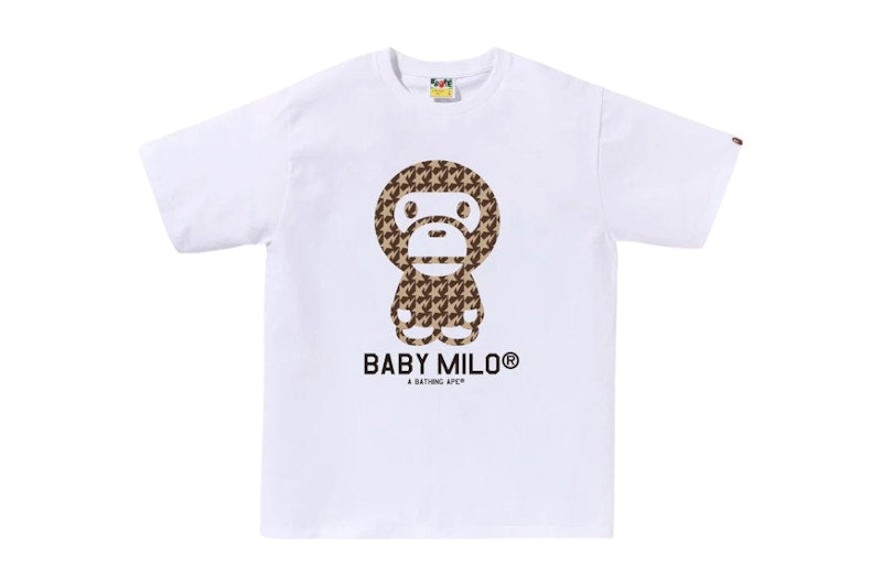 BAPE Sta Houndstooth Baby Milo Tee White/Brown