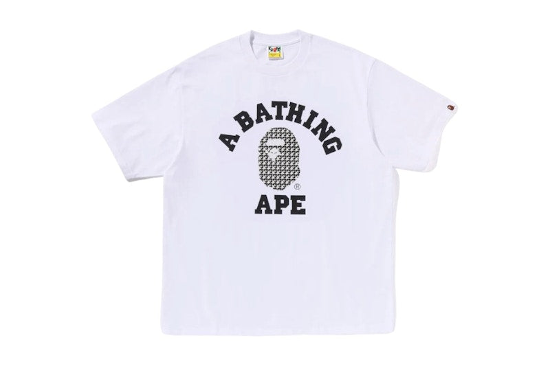 BAPE Sta Houndstooth College Relaxed Fit Tee White