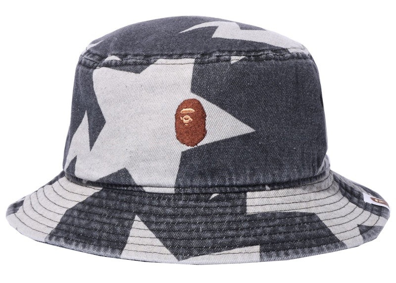 BAPE Sta Pattern Denim Bucket Hat Black