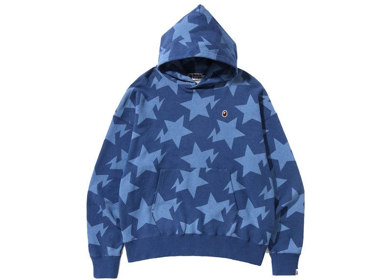 BAPE Sta Pattern Loose Fit Pullover Hoodie Indigo