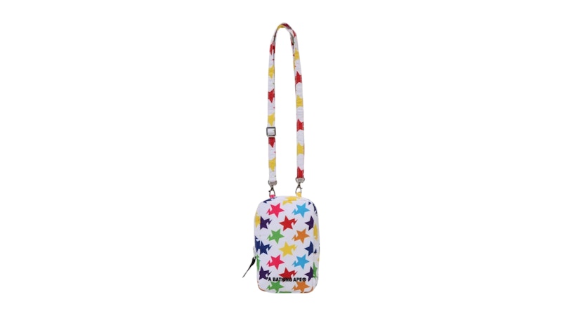 BAPE Sta Pattern Phone Travel Shoulder Bag White